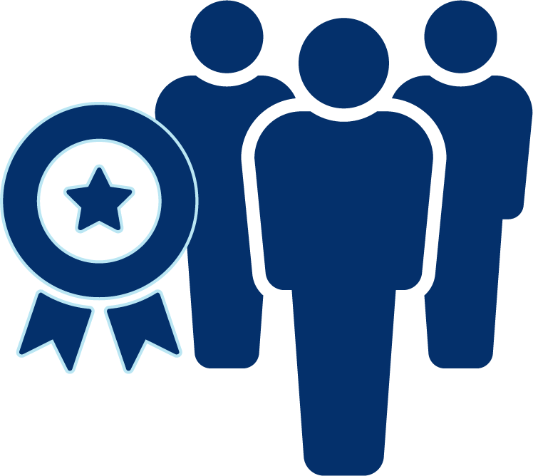 icon with 3 people and a badge representing apprenticeships