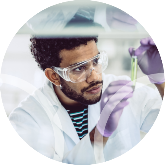 Person looking at test tubes